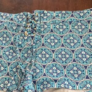 High Waist Blue Patterned Shorts